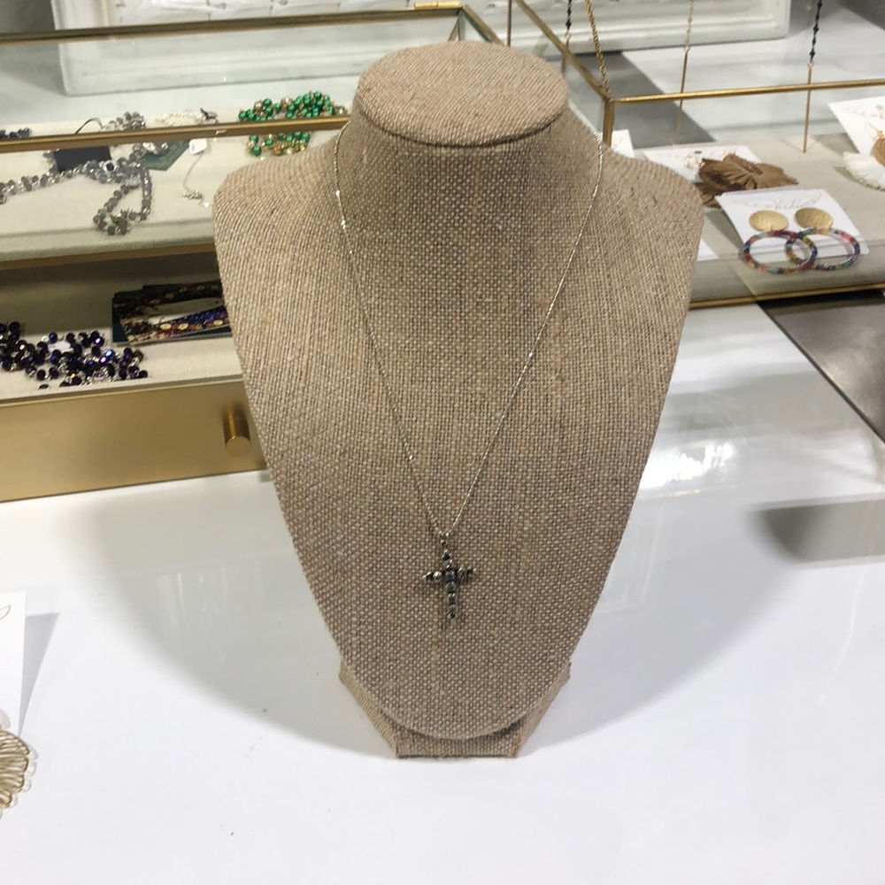 Madonna Cross Necklace 17" Sterling